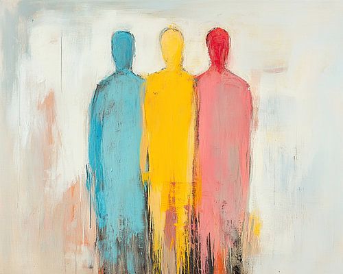 Figures Art | Œuvre d'art moderne avec silhouettes colorées