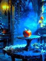 Enchanted apple in a mystical setting