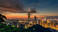 Coucher de soleil sur Taïwan par Kees Jan Lok Aperçu