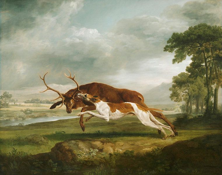 Hound Coursing a Stag, George Stubbs van Meesterlijcke Meesters