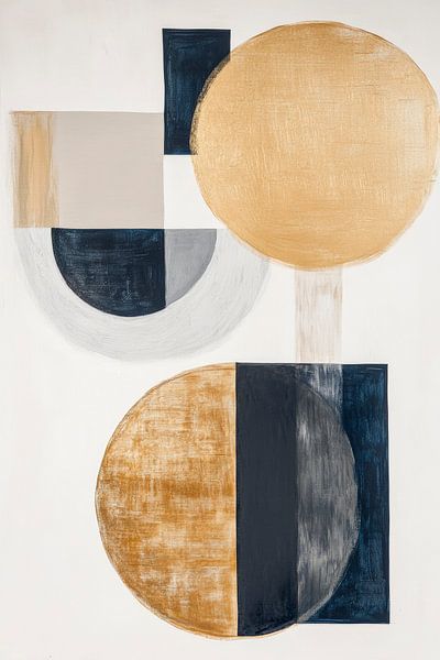 Geometrische Harmonie in Gold und Blau von Poster Art Shop