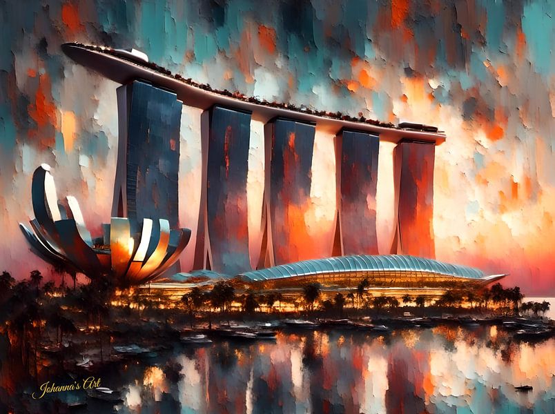 Marina Bay Sands, Singapur bei Sonnenuntergang von Johannas Art Creations
