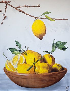 Jaune d'été : Les citrons en tant que nature morte sur Faye van der Laaken