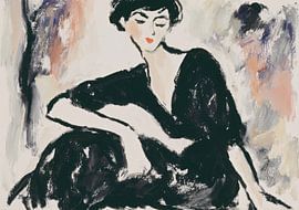 Portret van een vrouw in het zwart van Niklas Maximilian