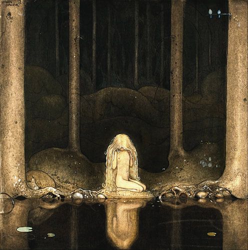 Princess Tuvstarr at the dark waters of a forest lake