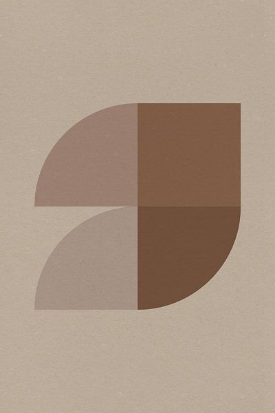 Moderne abstrakte geometrische Kunst im Retrostil in Braun und Beige Nr. 3 von Dina Dankers