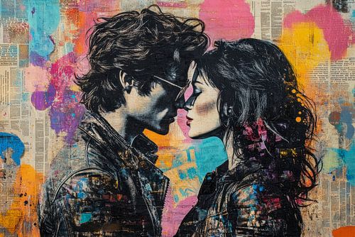 Graffiti Schilderij van Jong Koppel