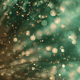 Light Bokeh Gold Green in Abstract Veil by Eva Lee