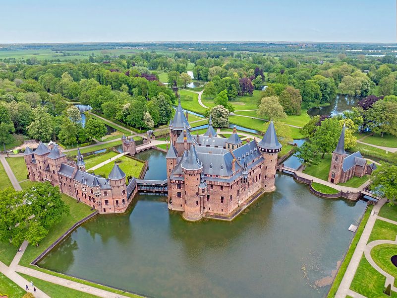 Aerial view of De Haar castle in Haarzuilens in the Netherlands by Eye on You