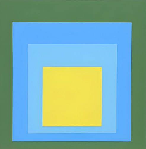 Josef Albers - Hommage an das Quadrat, blau, grün, gelb , Hohe Auflösung