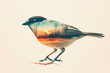 Vogel in het landschap van Poster Art Shop