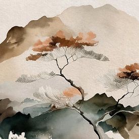Art japonais Paysage de montagne japonais, Série : ZEN sur Studio Pieternel