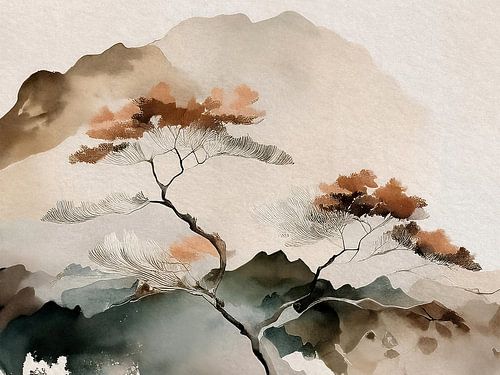 Japandi Art: Japans ZEN Berglandschap
