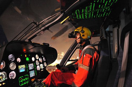 ANWB trauma helicopter pilot with night vision equipment
