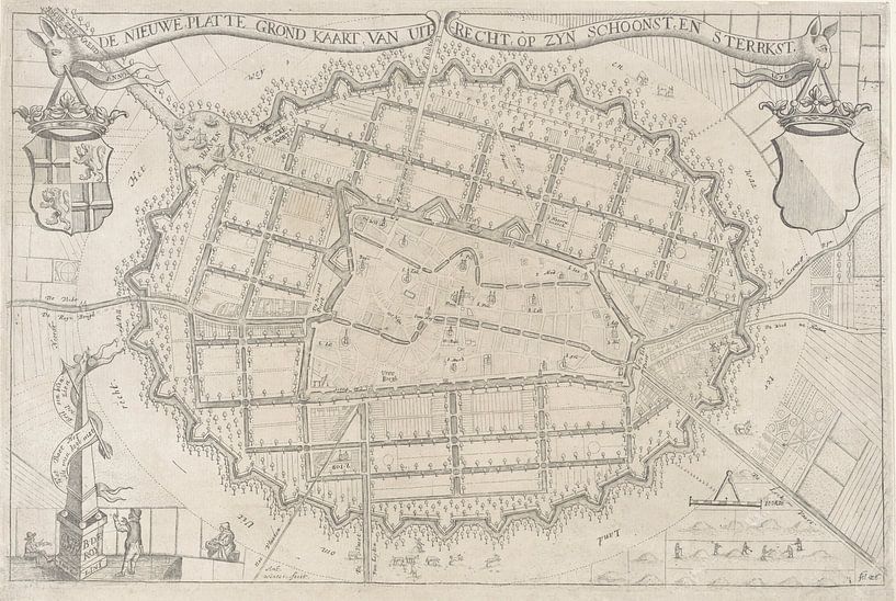 Plattegrond van de stad Utrecht, anno 1670, Anthonie de Winter, 1670 van Historisch Utrecht