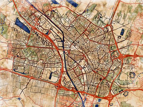 Kaart van Utrecht in de stijl 'Serene Summer'