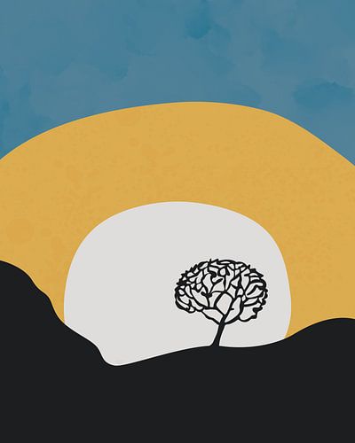 Boom in de ochtend 5 minimalistisch landschap