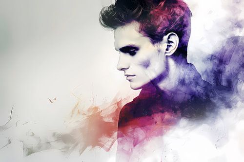 Abstracte kleurrijke digitale kunst van man