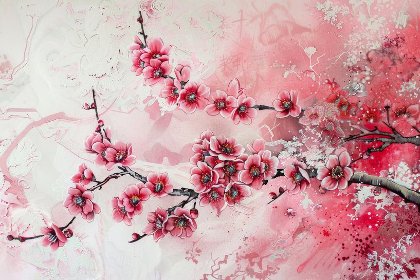 Cerisiers en fleurs Japon par Poster Art Shop