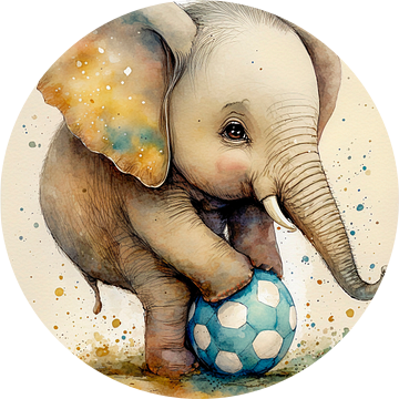 Kleine olifant speelt voetbal van Peter Roder