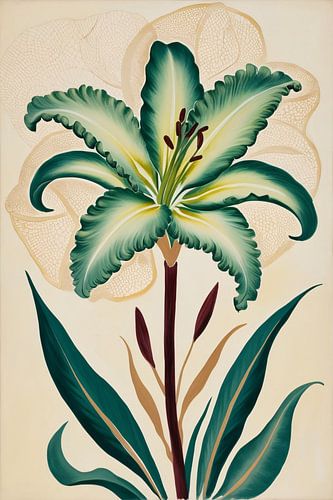 Aquarel bloem in groene tinten