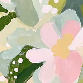 Pastel Delicate Abstract Flowers Painting by IamHome Studio