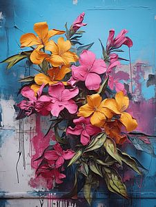 Blumen Streetart Mauer pastell kontrastreich meditativ