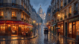 Ein regnerischer Abend in Montmartre von Manjik Pictures