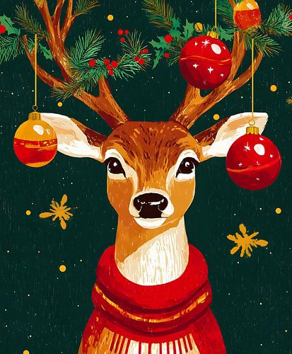 Weihnachtshirsch mit Dekoration