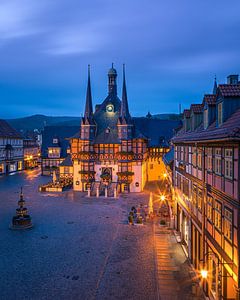 Das berühmte Rathaus in Wernigerode, Harz, Sachsen-Anhalt, Deutschland.