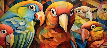 Painting Colourful Parrots by ARTEO Paintings