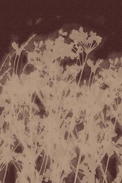 Puur landelijk. Moderne botanische kunst. Bloemen in crème en warm bruin. van Dina Dankers
