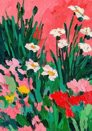 Weiße Blumen in leuchtendem Pink