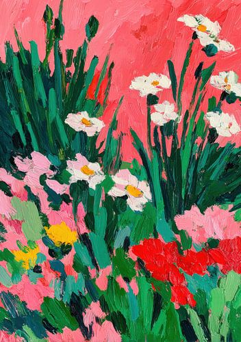 Weiße Blumen in leuchtendem Pink von Niklas Maximilian