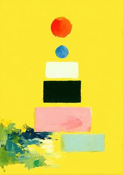 Bunte Blockkomposition auf Gelb von Niklas Maximilian