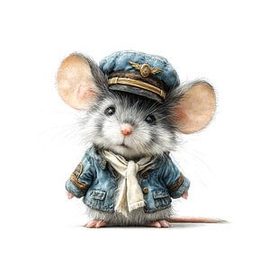schattige muis verkleed als piloot kinderkamer decoratie