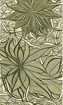 Botanische print - mosgroen van Lily van Riemsdijk - Art Prints met Kleur