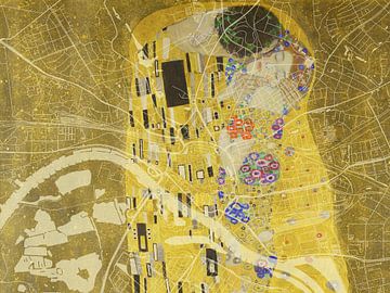 Karte von Arnhem dem Kuss von Gustav Klimt von Map Art Studio