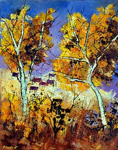 Herbst und kleines Dorf