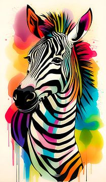 Kleurrijke zebra van Niek Traas