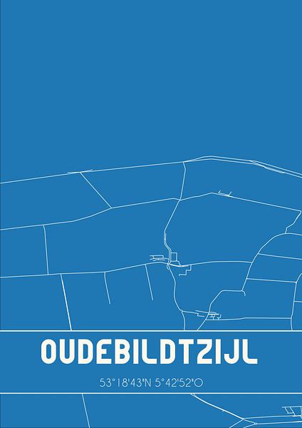 Blaupause | Karte | Oudebildtzijl (Fryslan) von Ortsdrucke
