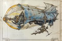 Tekening, zeppelin -3