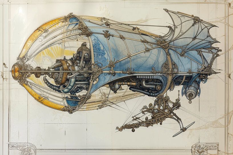 Drawing, zeppelin -3 by Peter Pen Drawings and Paintings