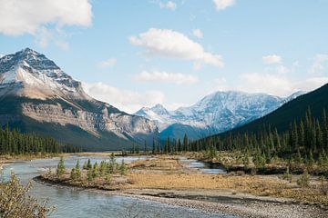Meanderende rivier door ruig Canadees landschap van Marit Hilarius