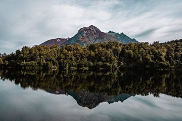 Reflection in lake Lago Moreno, Bariloche, Argentina by Maaike Verhoef