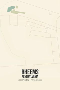 Carte ancienne de Rheems (Pennsylvanie), USA. sur Rezona