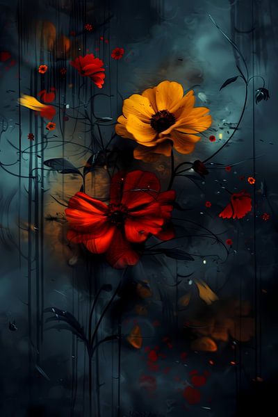 Abstrakte Blumen im Regen von Imperial Art House