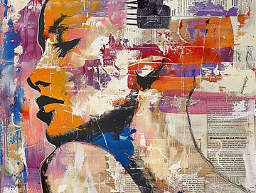 Woman in Profile | Abstract Woman in Colours by Eye catching paintings
