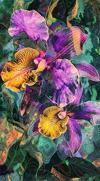 Bloei van Fantasie: Orchideeën in Abstractie van Color Square