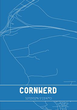 Blauwdruk | Landkaart | Cornwerd (Fryslan) van Rezona